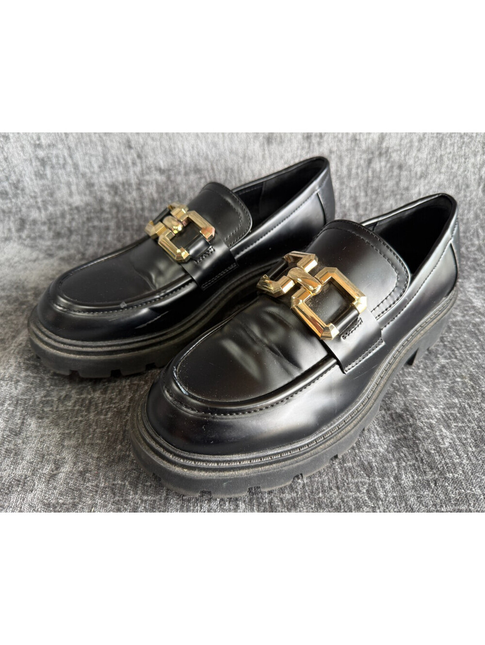 Womens Sz 8 Steve Madden Bellanie Black Loafer Platform Shoes